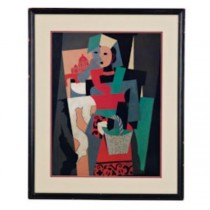 PRINT-ABSTRACT WOMAN-BLK FRAME