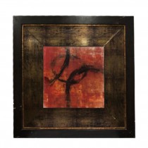 PRINT-23"SQ-RED ABSTRACT-BLK S