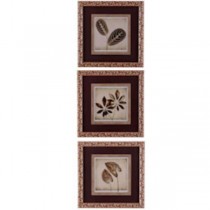 PRINT-21"SQ-SEPIA LEAVES-CREAM