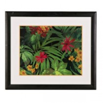 PRINT-GREEN LEAVES-RED&ORNG FL