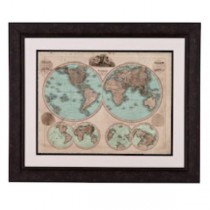 PRINT-WORLD MAP-DARK FRAME