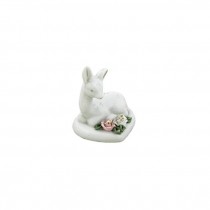 FIGURINE-Small White Porcelain Bambi On Heart Shaped Base