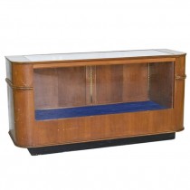 DISPLAY CASE-Vintage Curved Oak W/Glass Top & Front