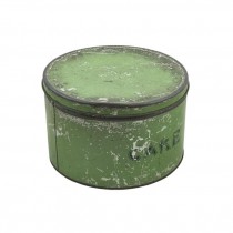 TIN-W/Lid Distressed Green "Cake"