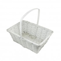 BASKET-White Rectangle W/Handle