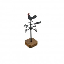 WEATHERVANE-Table Top/Black Metal Rooster W/Wooden Base