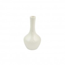 BUD VASE-White Glazed Squat Base W/Long Neck