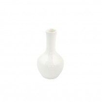 BUD VASE-White Glaze Round Body W/Long Neck