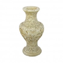 VASE-Beige Oriental Floral-Etched Design
