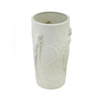 VASE-Beige Ceramic W/Mermaid & Seaweed Relief Design