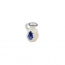 BUD VASE-(Pitcher) White W/Blue Rim & Markings