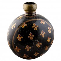 VASE-18" FLEUR DE LIS IRON BLK