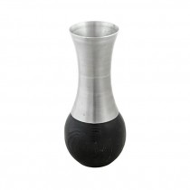 VASE-8"BLK WOOD-ALUM NECK-BULB