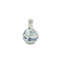 BUD VASE-White W/Blue Fishes