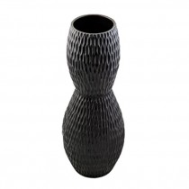 VASE-WOOD-14-BLK NOTCHED