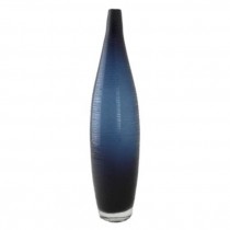 BUD VASE-Blue Glass W/Horizontal Ribs