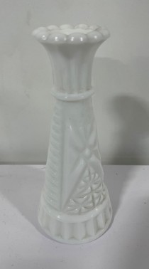 BUD VASE-Cut Milk Glass  6"