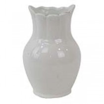 VASE-White Ironstone W/Scalloped Edge