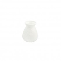 VASE-White Glaze Verticle Ribs W/Flared Top