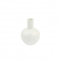 BUD VASE-White Glaze Round Base W/Narrow Neck