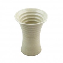 VASE-OFF WHT-WIDE MOUTH-RIBBED