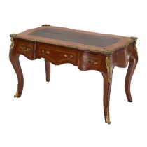 DESK-FRENCH-INLAID-BRASS/LEATHER