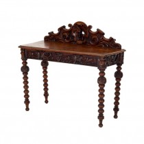 CONSOLE-DARK OAK-CARVED