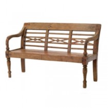BENCH-WOOD-ARMS-RED/BROWN