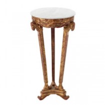 PEDESTAL-FRENCH-GILT-WHT MARBL