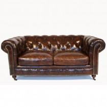 SOFA-BROWN CHESTERFIELD-2 SEAT