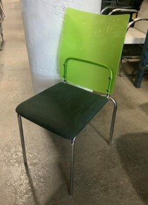 SIDE CHAIR-Green Acrylic Back W/Suede Seat & Chrome Leg