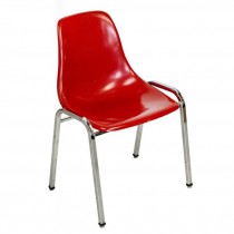 CHAIR-SIDE-RED MOLDED SEAT-CHROME LEG