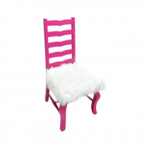 (40039005)SIDE CHAIR-Pink Ladderback Chairs w|Cream Faux Fur Seats