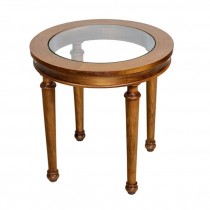 TABLE-END MAPLE ROUND GLASS