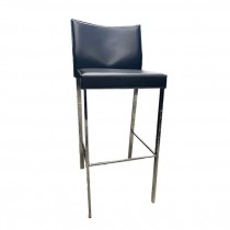 STOOL-BLACK LEATHER-CHROME