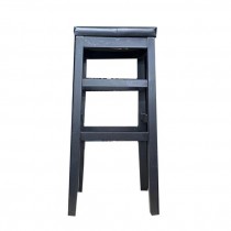 STOOL-BLACK WOOD-SQ. BLACK PAD