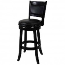 STOOL-Black Frame W/Black Leather Seat/Swivel