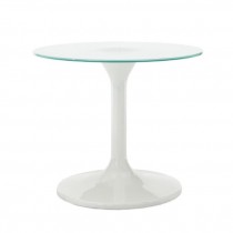 TABLE-END-WHITE PED W/ FROSTED