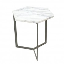 TABLE-END-MARBLE HEXAGON-METAL