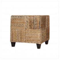 OTTOMAN-17.5SQ-WOVEN STRAW