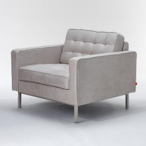 CHAIR-CLUB-TAUPE-TUFTED SUEDE