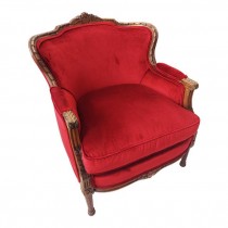 CHAIR-REDVELVET-WOODTRIM-29"H