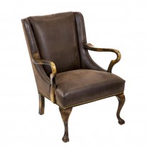CHAIR-ARM-BROWN LEATHER