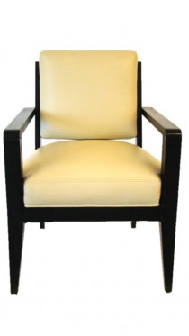 CHAIR-ARM-BUTTER LEATHER W/Dark Frame