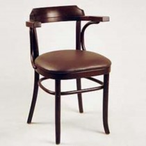 CHAIR-Arm-Brown Barrel Back W/Brown Leather Seat