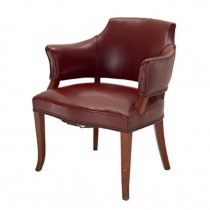 OFFICE CHAIR-Arm-Brick Leather W/Wood Frame