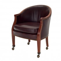 CHAIR-Tub/Brown Leather/Wood Frame