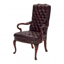 CHAIR-Arm/Tufted Brown Leather