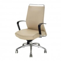 CHAIR-SWIV-IVORY LEATH-BLK ARM