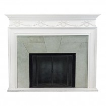 FIREPLACE-MANTEL-Lenox Wht Carved Blk